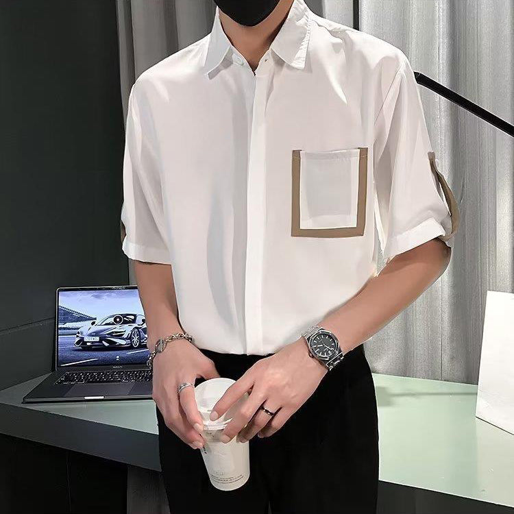 Men Solid Spread Collar Cotton Casual Shirt