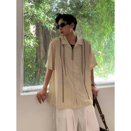 Textured Spread Collar Half Sleeves Shirt