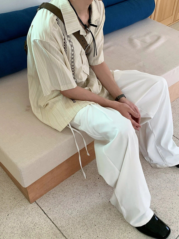 Textured Spread Collar Half Sleeves Shirt