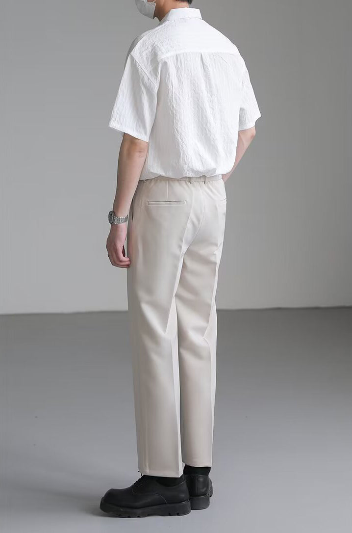 Textured Cutaway Collar Short Sleeves Shirt