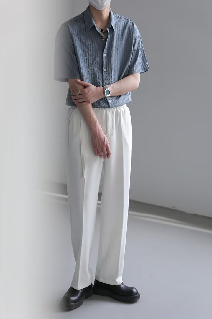 Cutaway Collar Short Sleeves Shirt