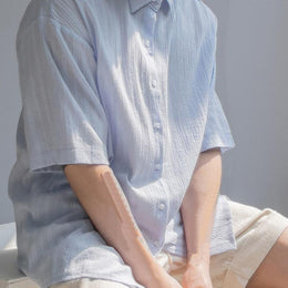 Men Oversized Fit Solid Spread Collar Cotton Casual Shirt