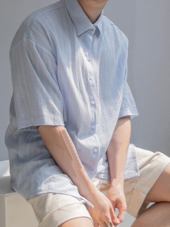 Men Oversized Fit Solid Spread Collar Cotton Casual Shirt
