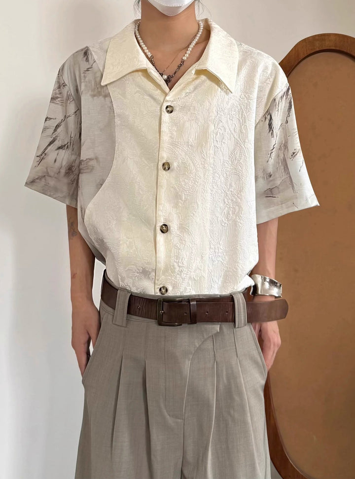 Men Colourblocked Spread Collar Casual Shirt