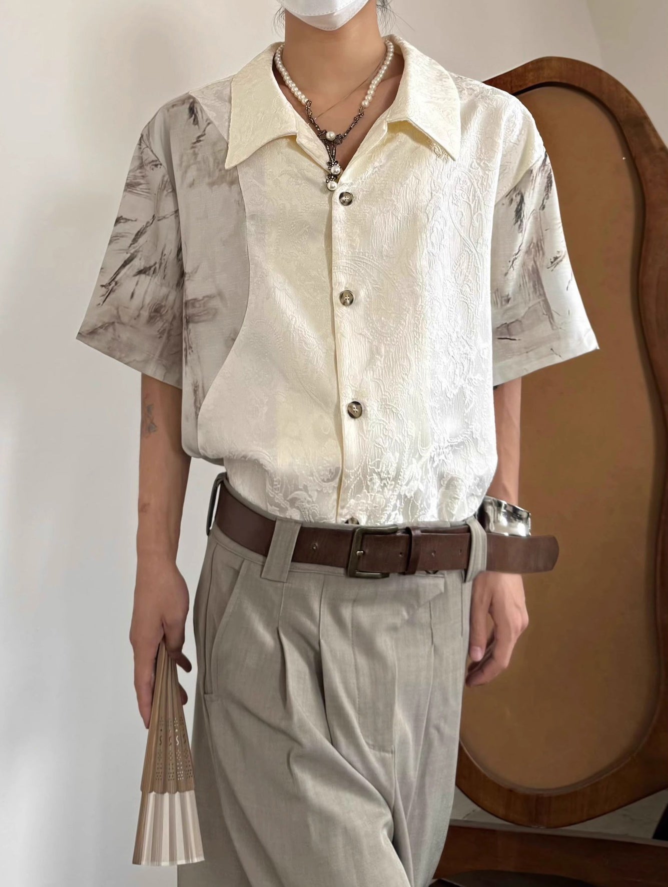 Men Colourblocked Spread Collar Casual Shirt