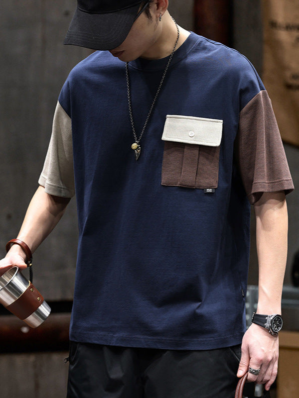 Men Colourblocked Oversized T-shirt