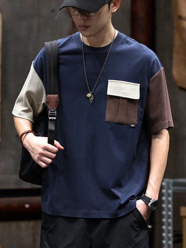 Men Colourblocked Oversized T-shirt