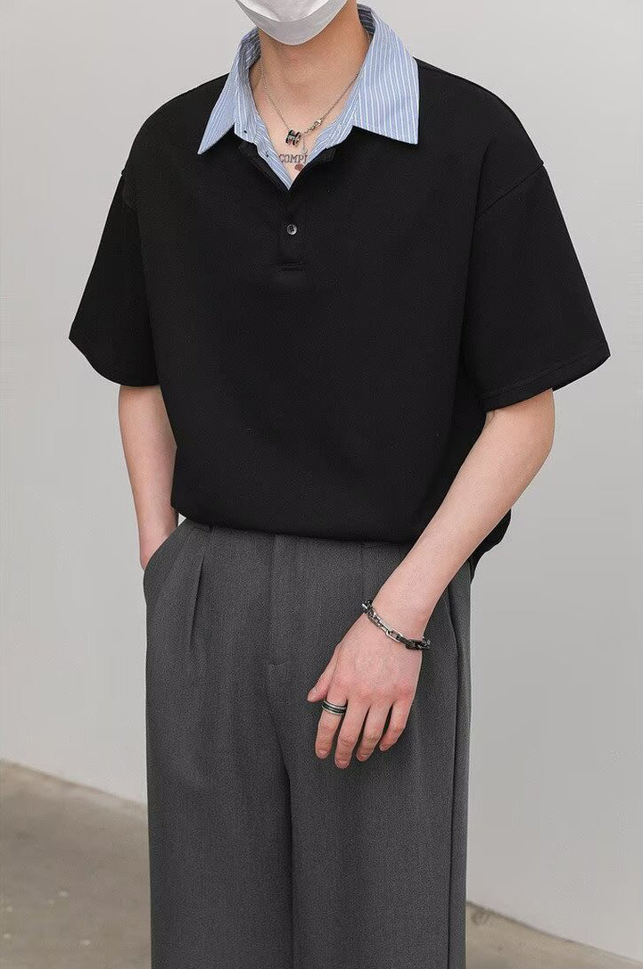 Cutaway Collar Short Sleeves Shirt