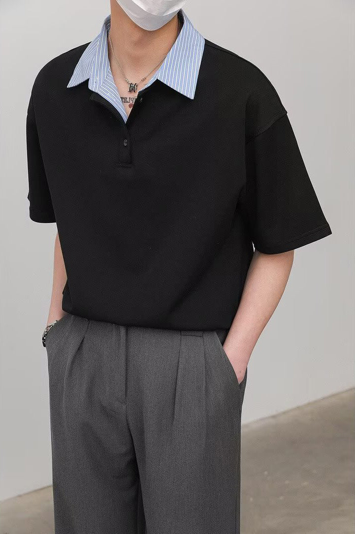 Cutaway Collar Short Sleeves Shirt