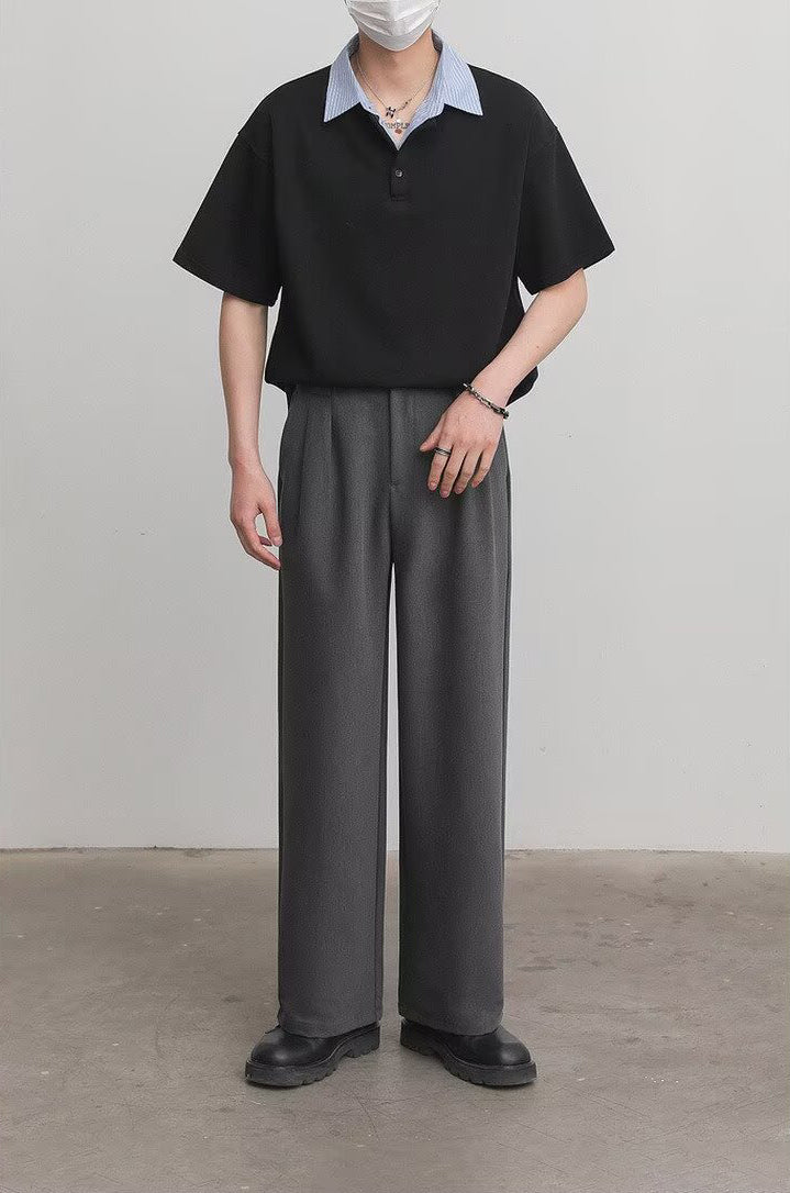 Cutaway Collar Short Sleeves Shirt