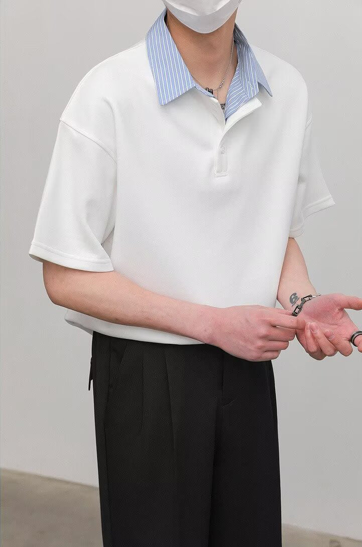 Cutaway Collar Short Sleeves Shirt