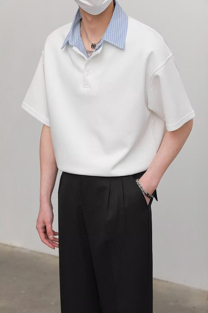 Cutaway Collar Short Sleeves Shirt