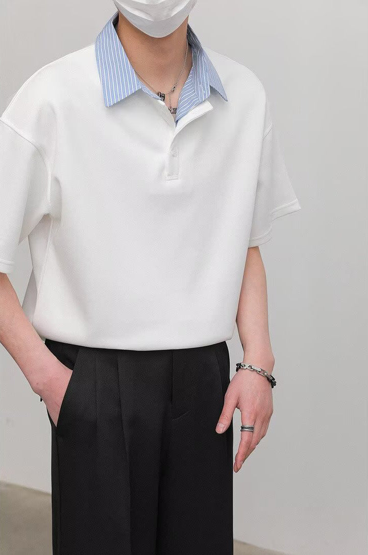Cutaway Collar Short Sleeves Shirt