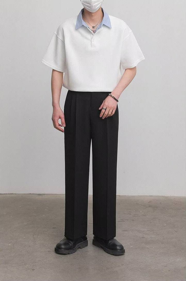 Cutaway Collar Short Sleeves Shirt
