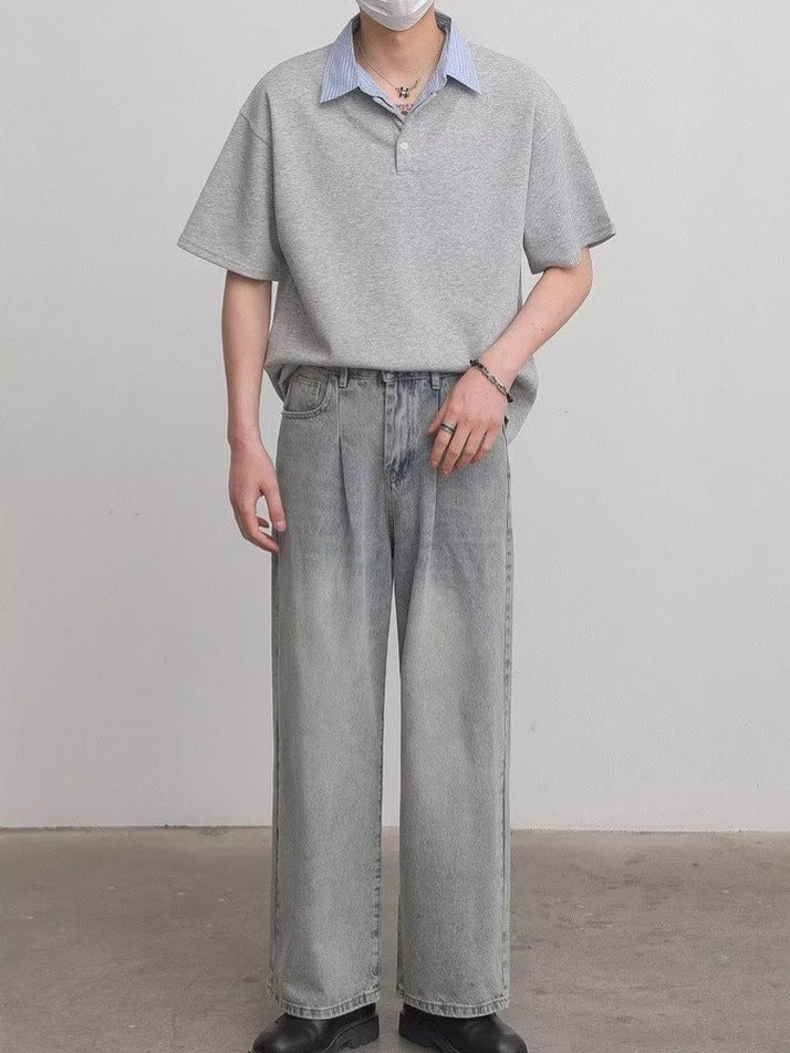 Cutaway Collar Short Sleeves Shirt