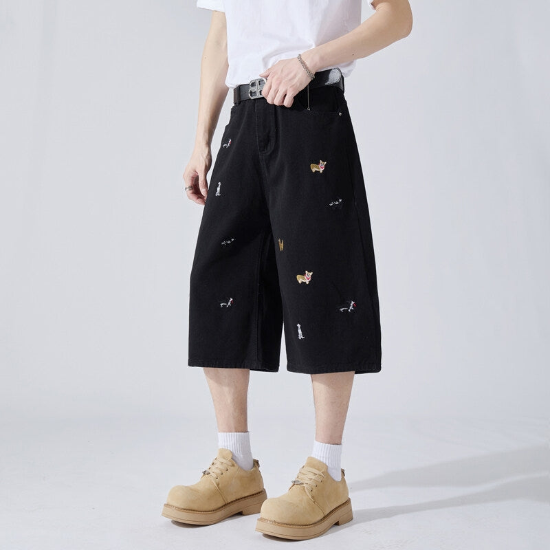 Men Animal Printed Regular Fit Denim Shorts