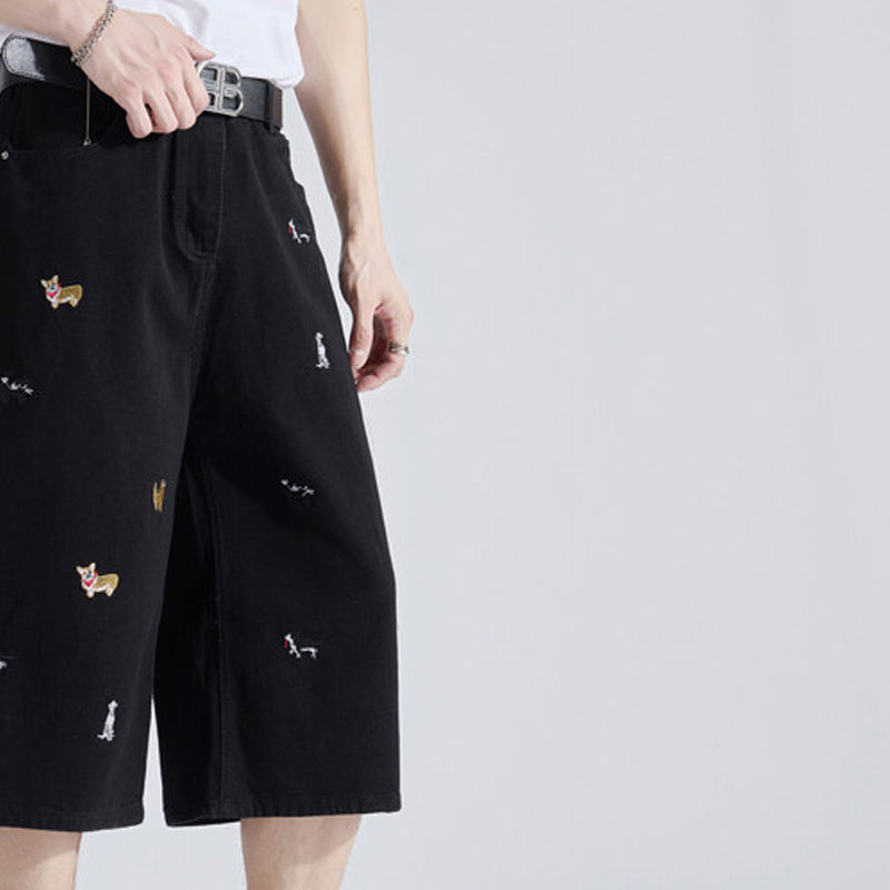 Men Animal Printed Regular Fit Denim Shorts