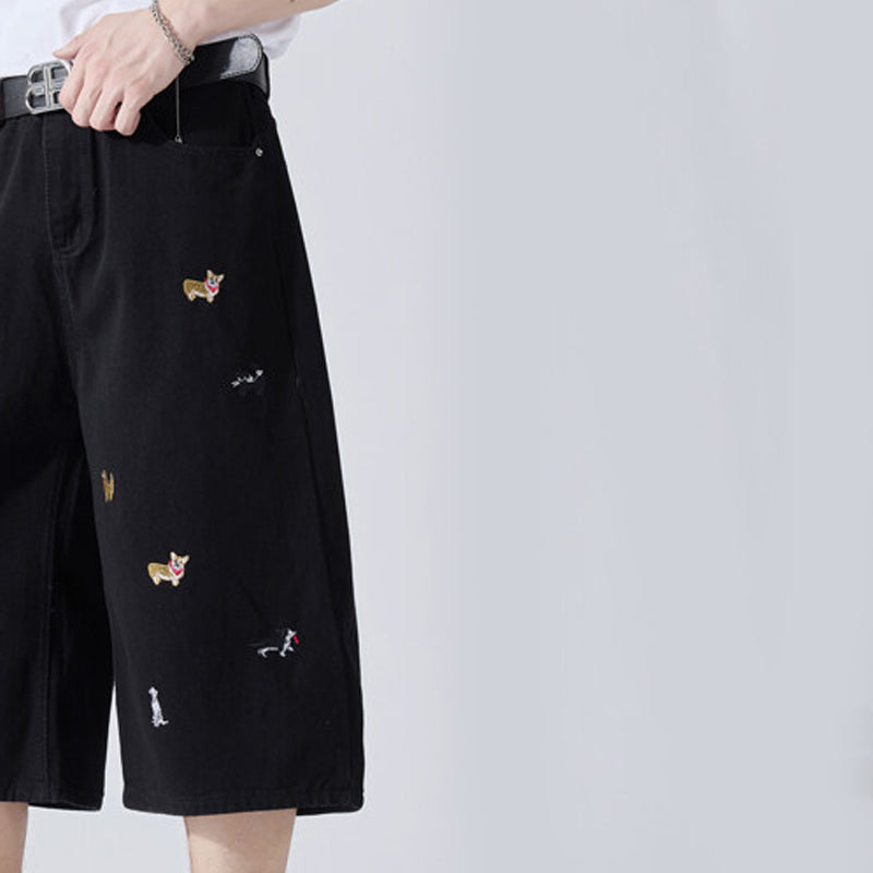 Men Animal Printed Regular Fit Denim Shorts