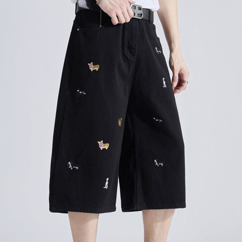Men Animal Printed Regular Fit Denim Shorts