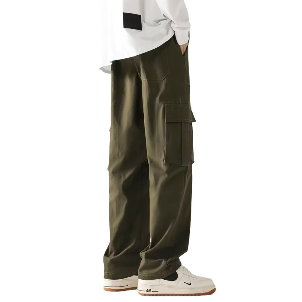 Men Easy Wash Solid Mid-Rise Cargo Trousers