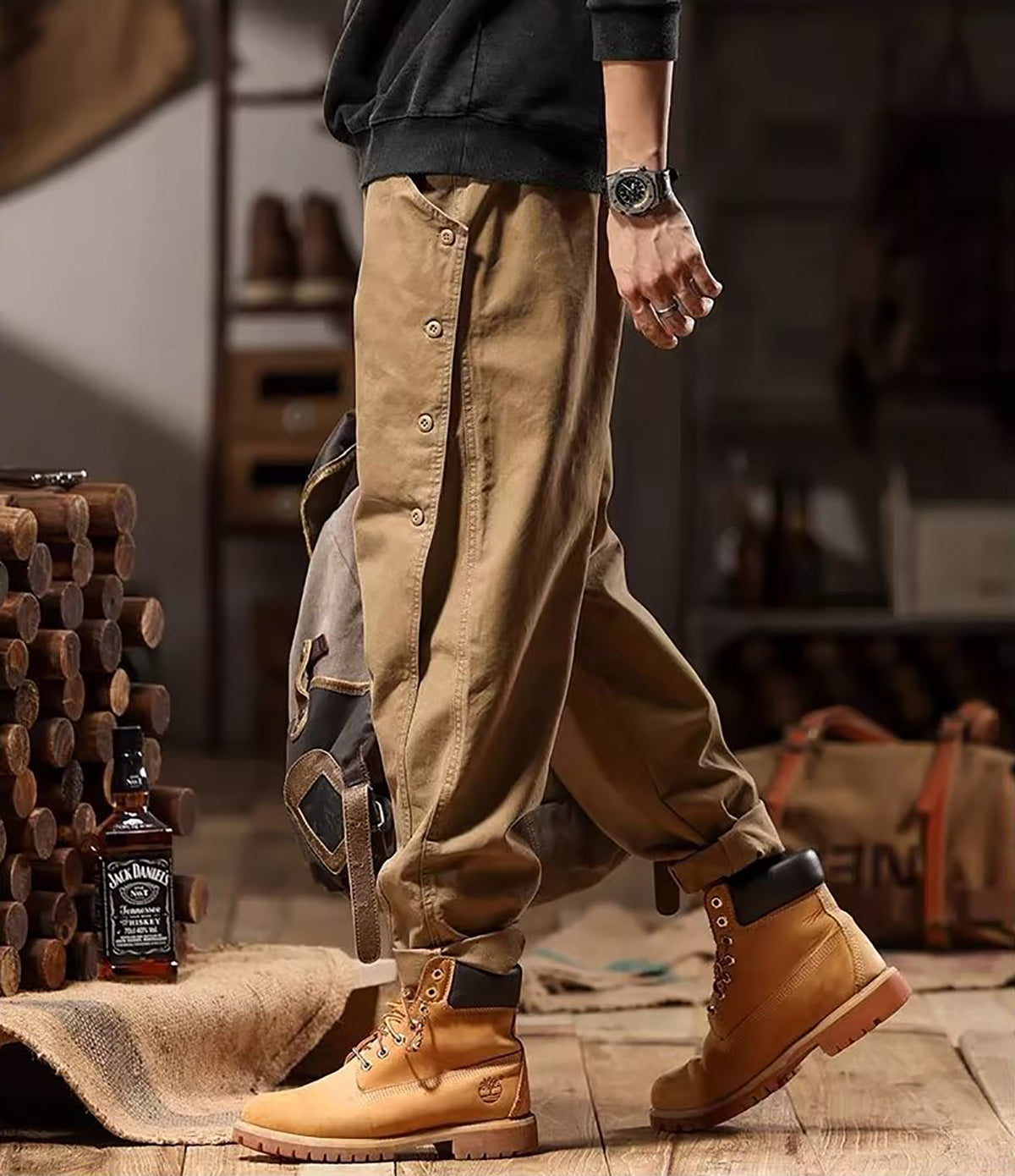 Men Solid Cargos Trousers
