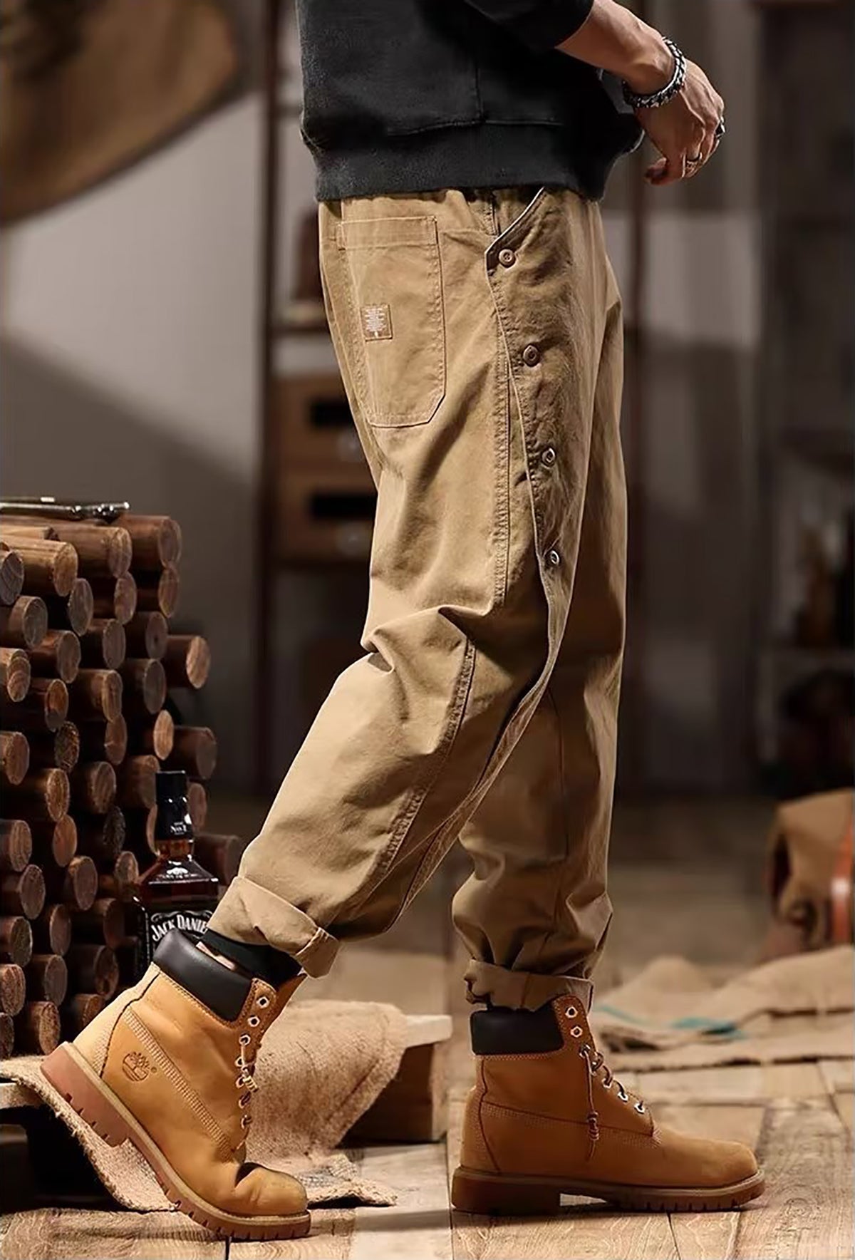 Men Solid Cargos Trousers