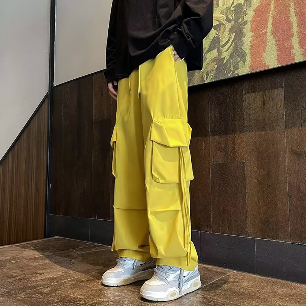 Men Solid Loose Fit Easy Wash Cargos