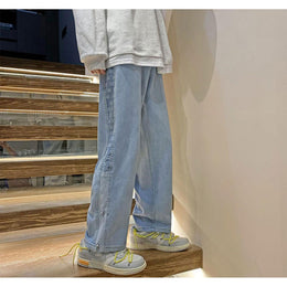 Men Wide Leg Mid-Rise Light Jeans