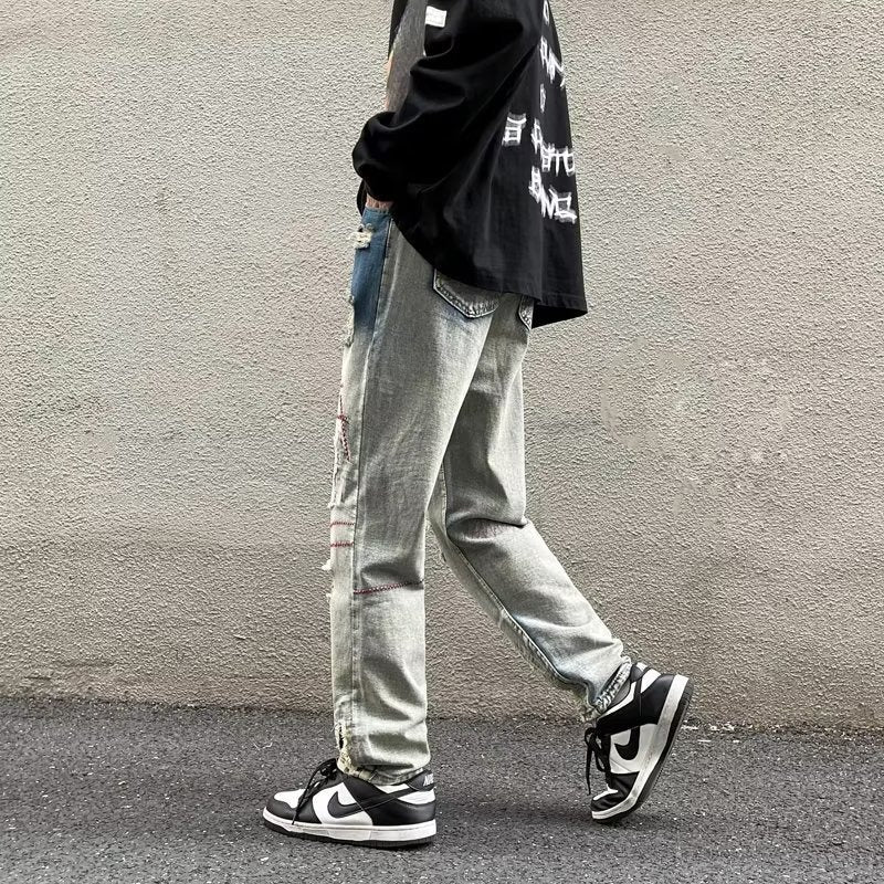 Men Highly Distressed Light Fade Jeans