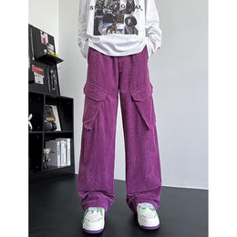 Men Loose Fit Easy Wash Pleated Cargos Trousers