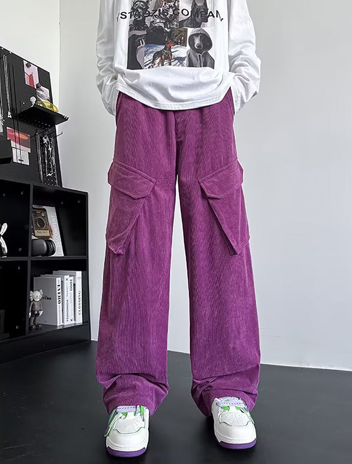 Men Loose Fit Easy Wash Pleated Cargos Trousers