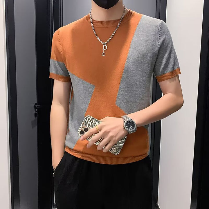 Men Colourblocked Round Neck T-shirt