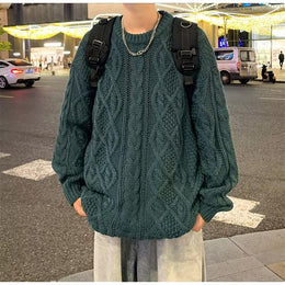 Men Cable Knit Longline Pullover