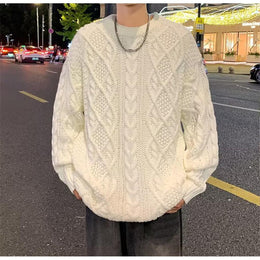 Men Cable Knit Longline Pullover