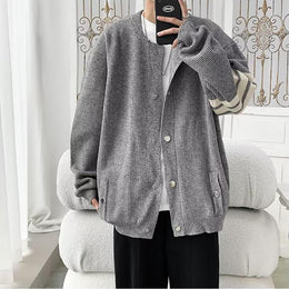 Men Grey Full Sleeves Cardigan Sweaters