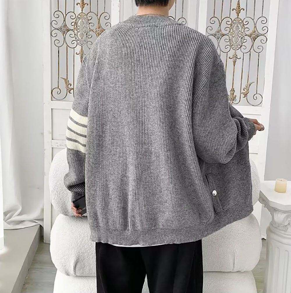 Men Grey Full Sleeves Cardigan Sweaters