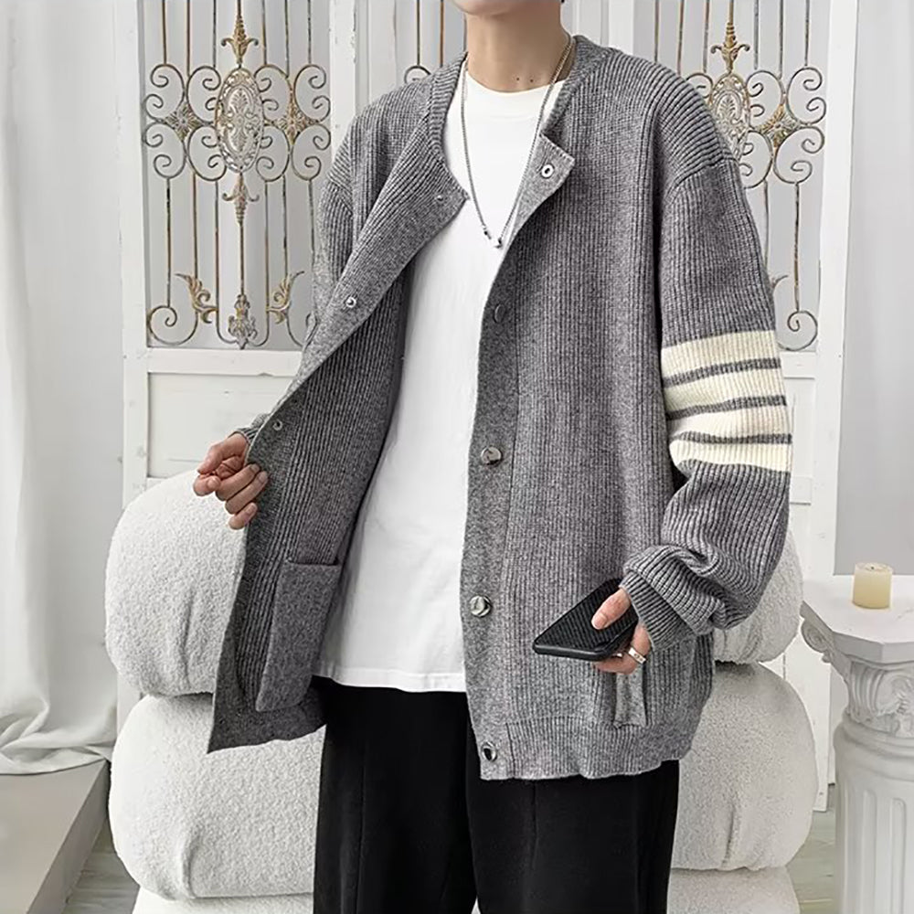 Men Grey Full Sleeves Cardigan Sweaters
