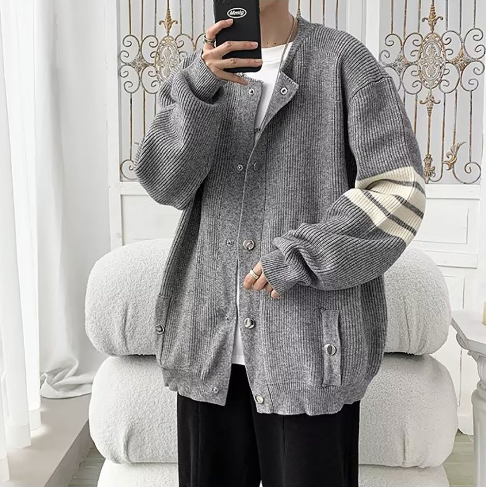 Men Grey Full Sleeves Cardigan Sweaters