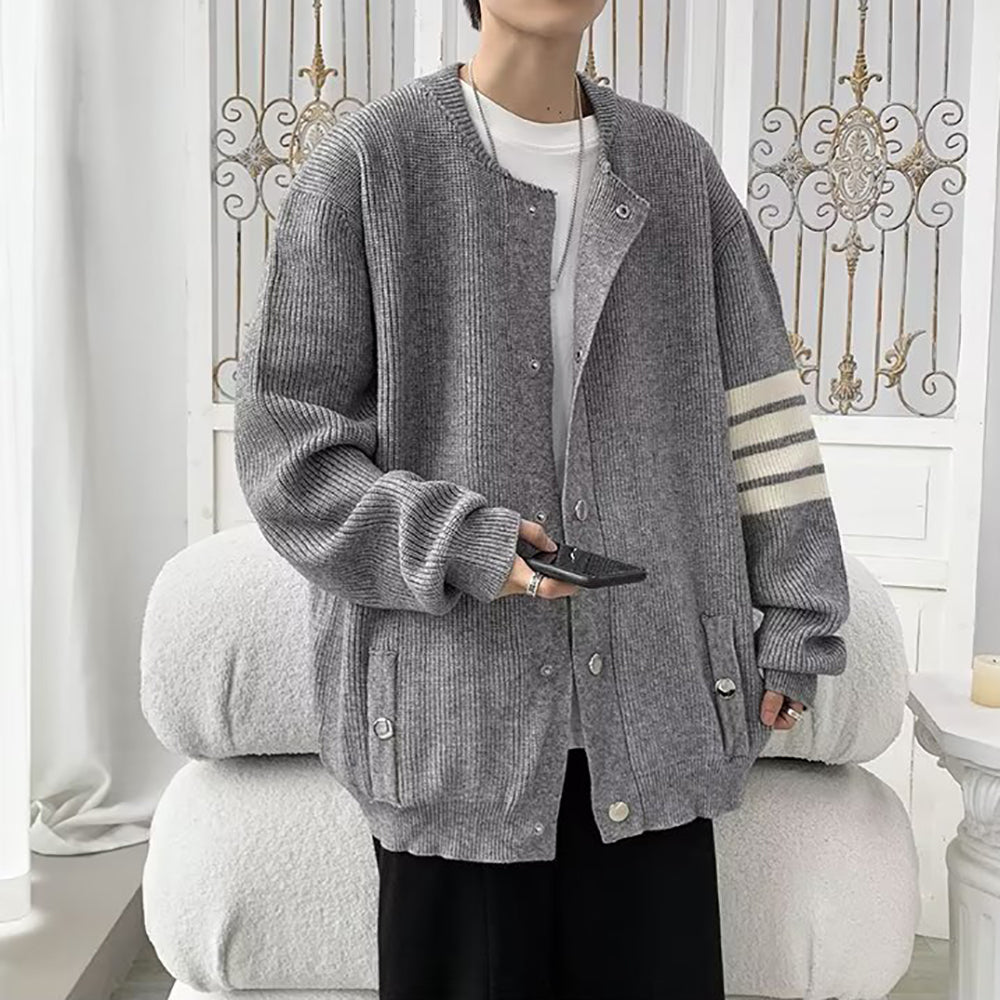 Men Grey Full Sleeves Cardigan Sweaters