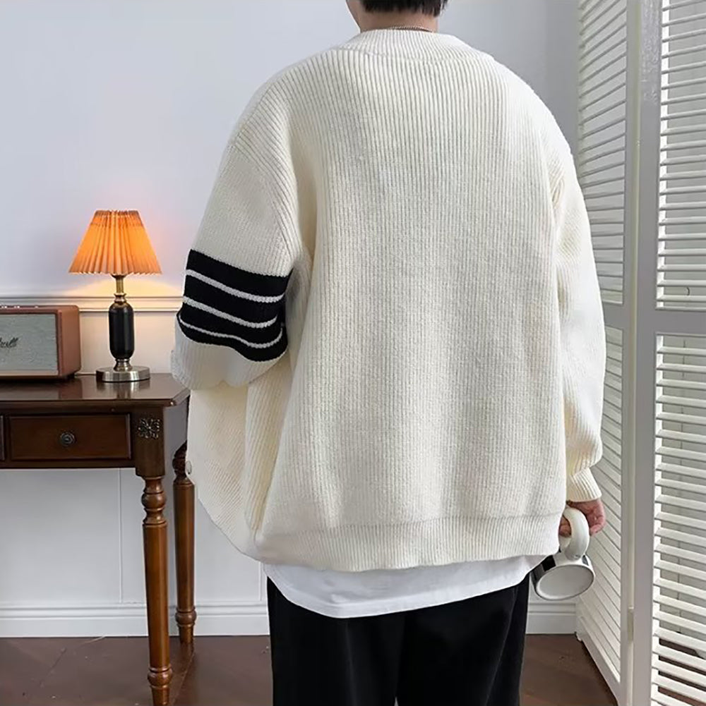 Men Striped Cardigan Sweater