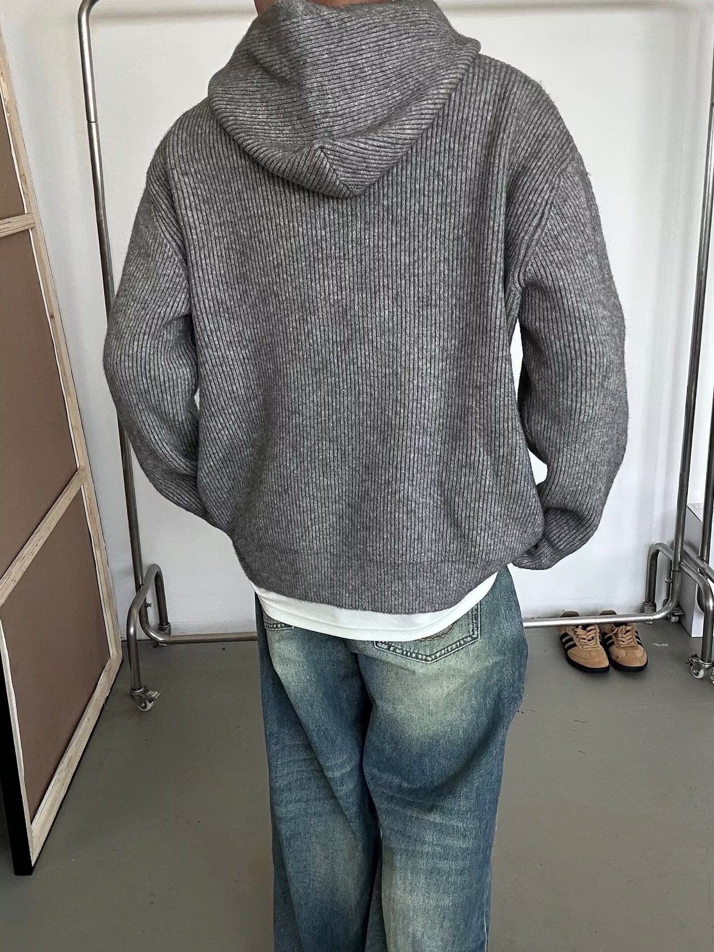 Men Striped Hooded Sweatshirt