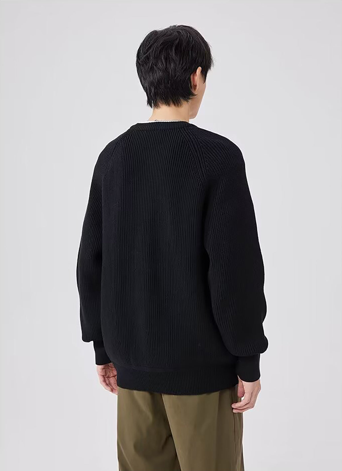 Men Ribbed Self Design Henley Neck Cardigan Sweater