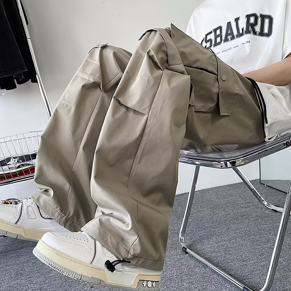 Men Loose Fit Easy Wash Cargos Trousers