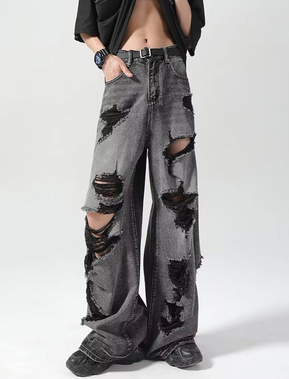 Men Mid-Rise Flared Highly Distressed Ripped Jeans