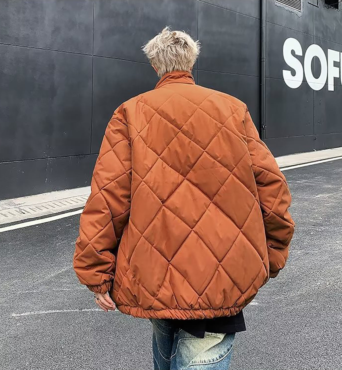 Men Mock Collar Oversized Jacket