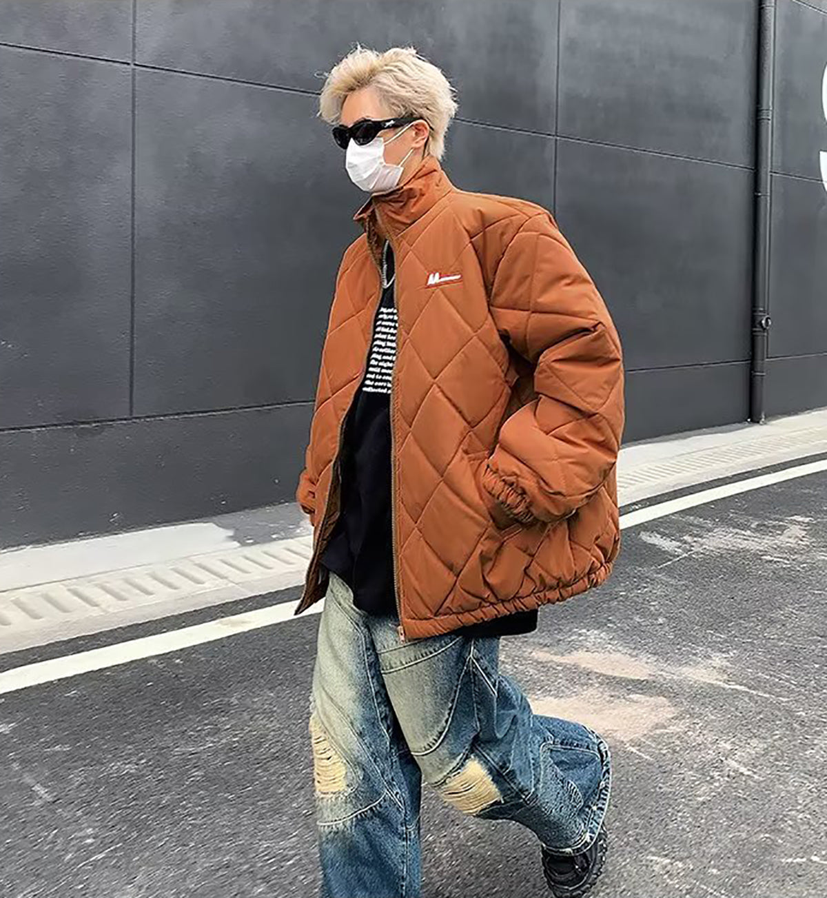 Men Mock Collar Oversized Jacket