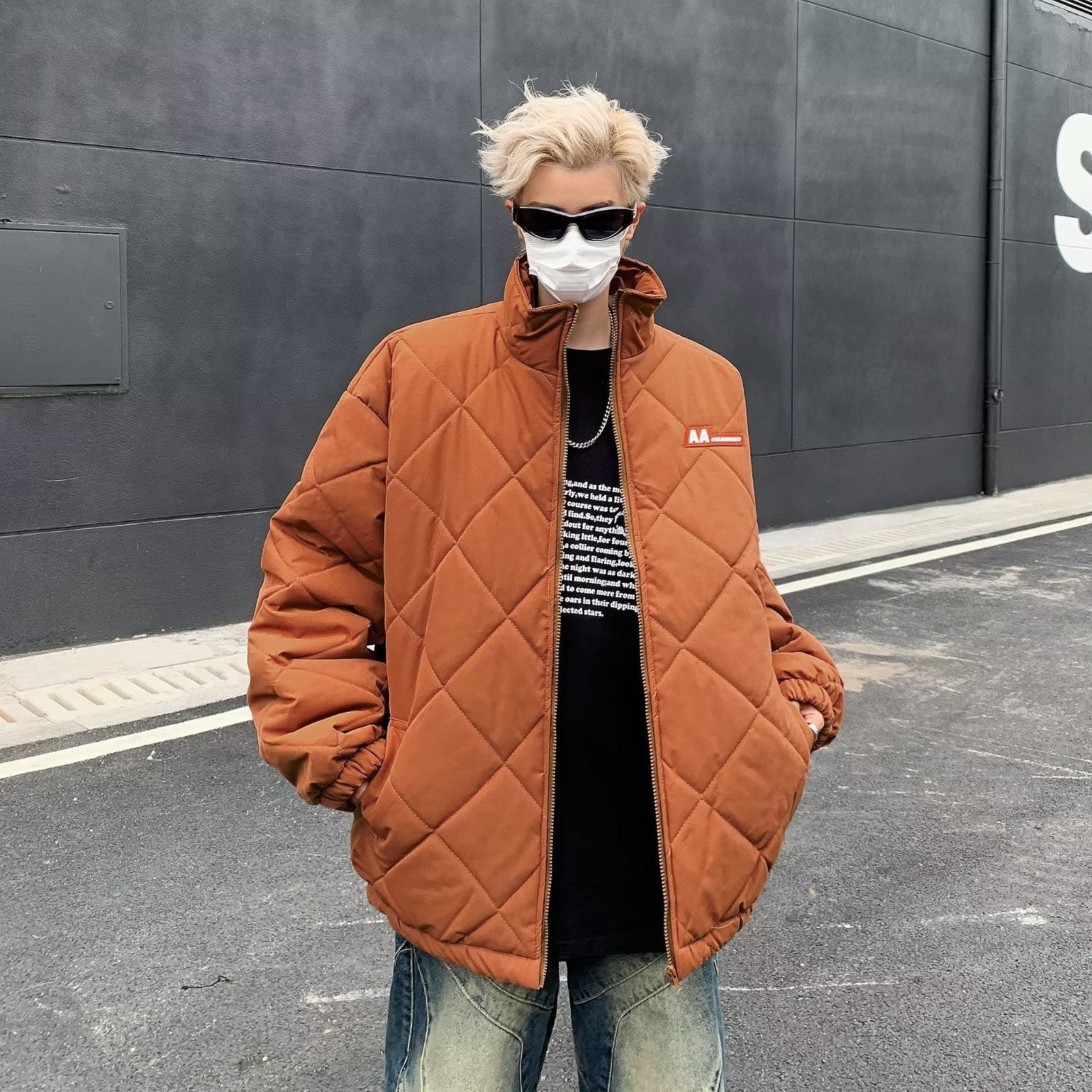 Men Mock Collar Oversized Jacket
