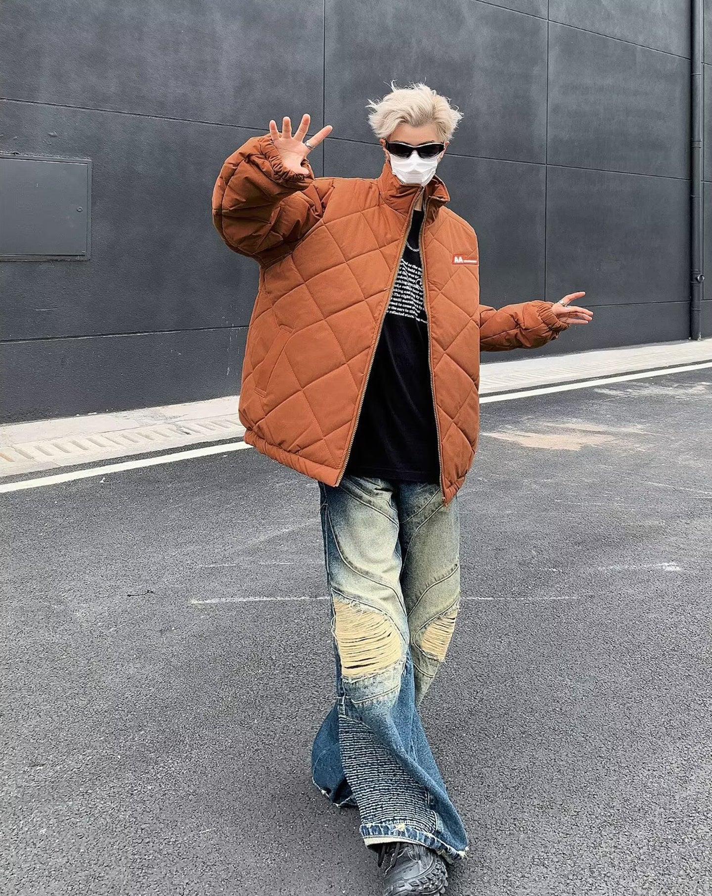 Men Mock Collar Oversized Jacket