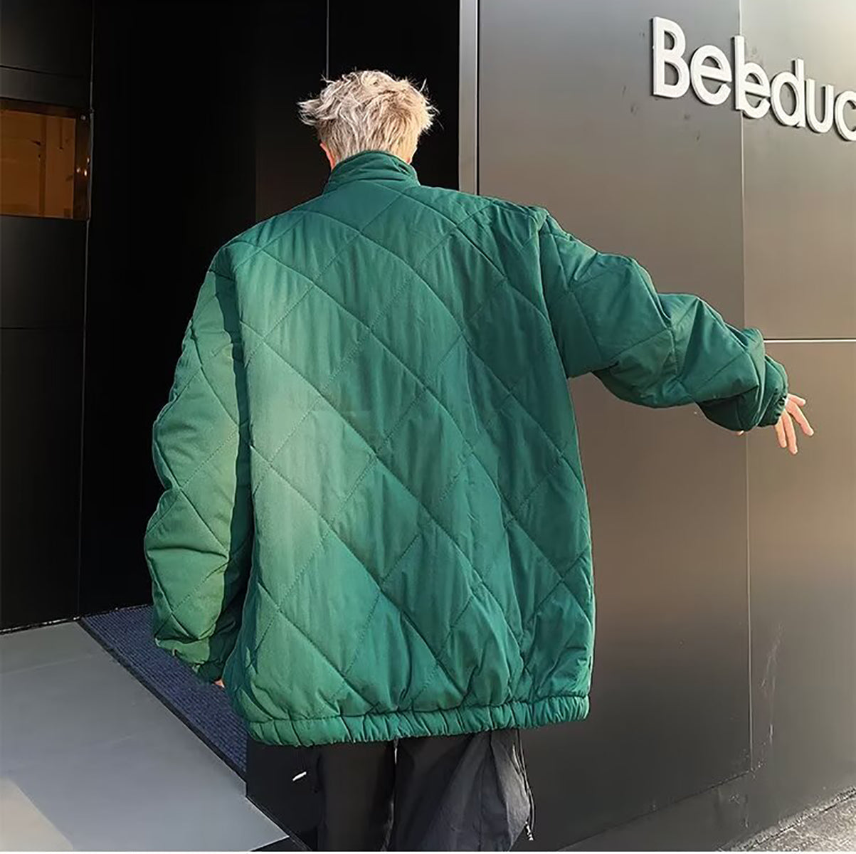 Men Solid Mock Collar Oversized Jackets