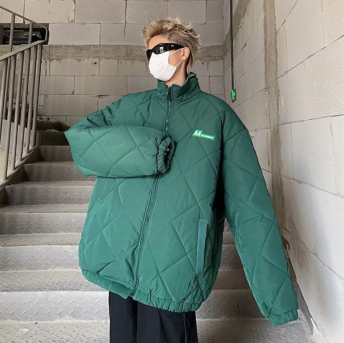 Men Solid Mock Collar Oversized Jackets